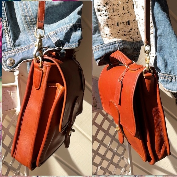 VINTAGE COACH BRITISH TAN LEATHER TURNLOCK STATION BAG 5130 - Picture 3 of 17